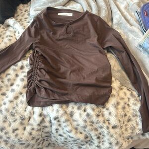 Brown Abercrombie kids long sleeve shirt with texture on the sides
